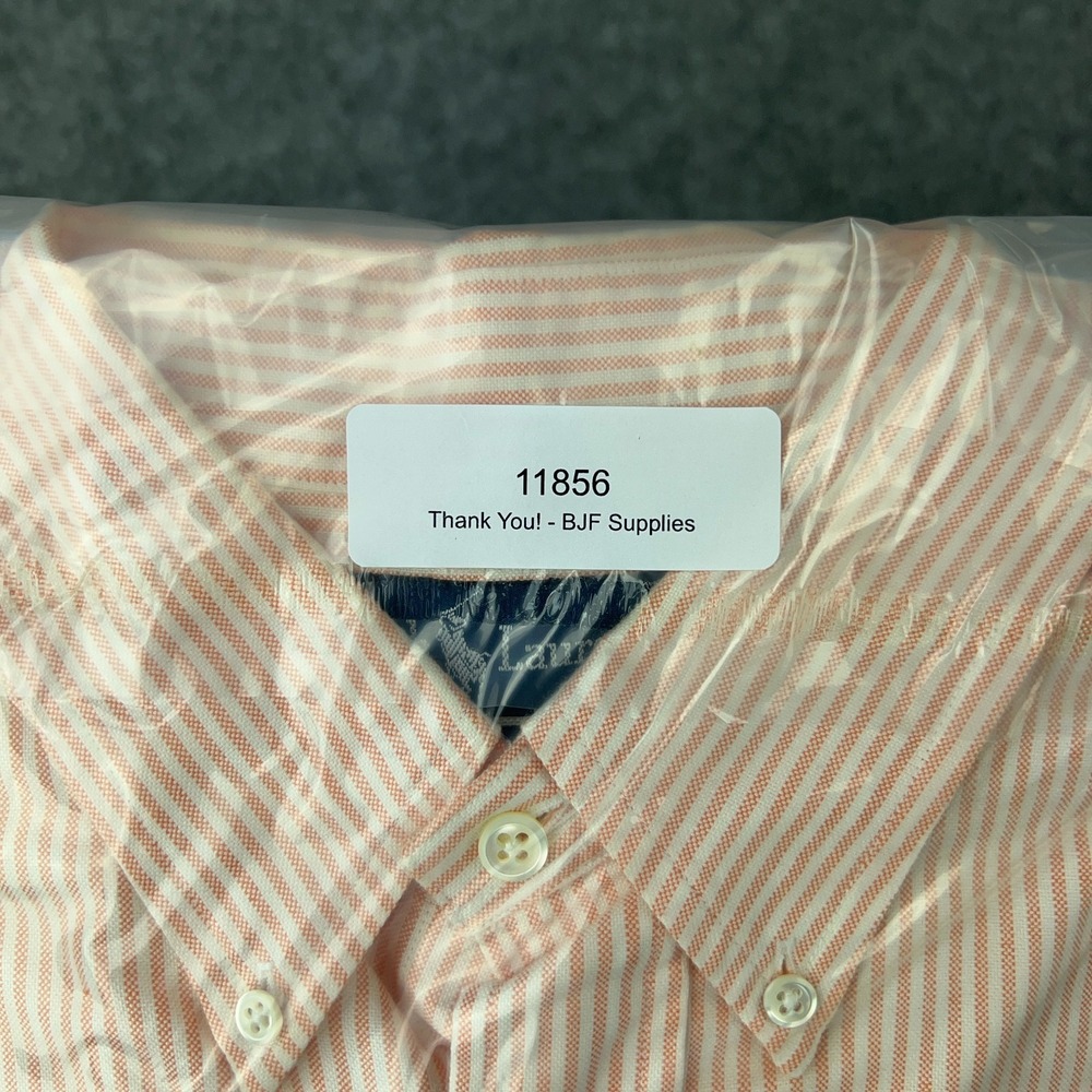 Ralph Lauren Shirt Men 16.5 35 Orange Striped Flesh Pony Long Sleeve Button Down - Picture 11 of 11